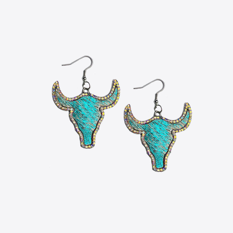 Rhinestone Cowhide Bull Earrings - Kittybear Krafts