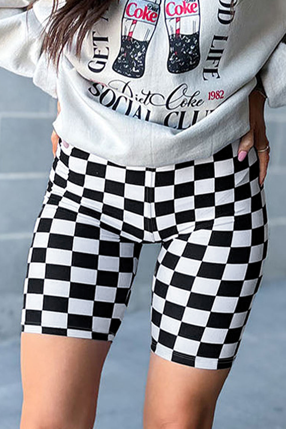 Black Checkerboard Printed High Waist Shorts Kittybear Krafts