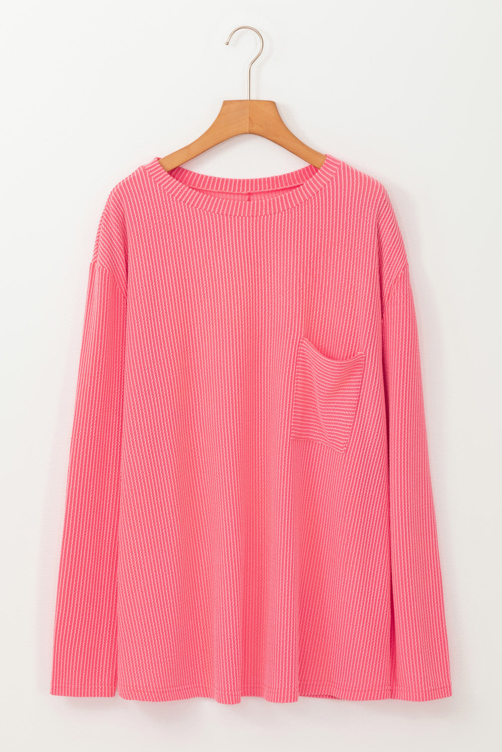 Peach Blossom Plus Size Ribbed Textured Long Sleeve Top