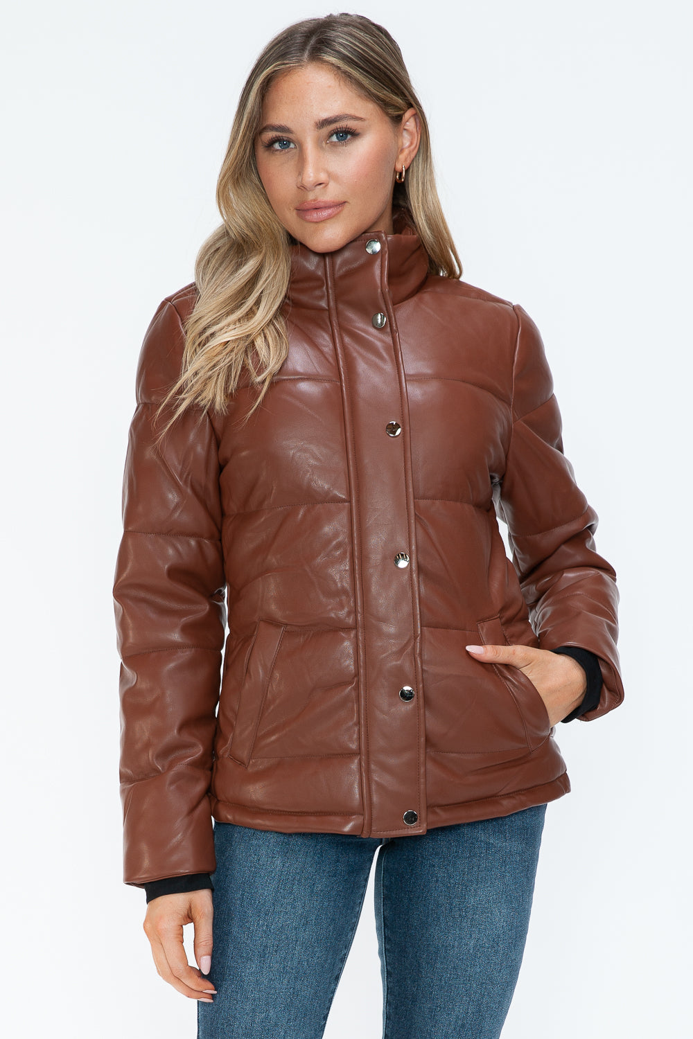 YMI Pocketed Zip Up Turtleneck Puffer Jacket Trendsi