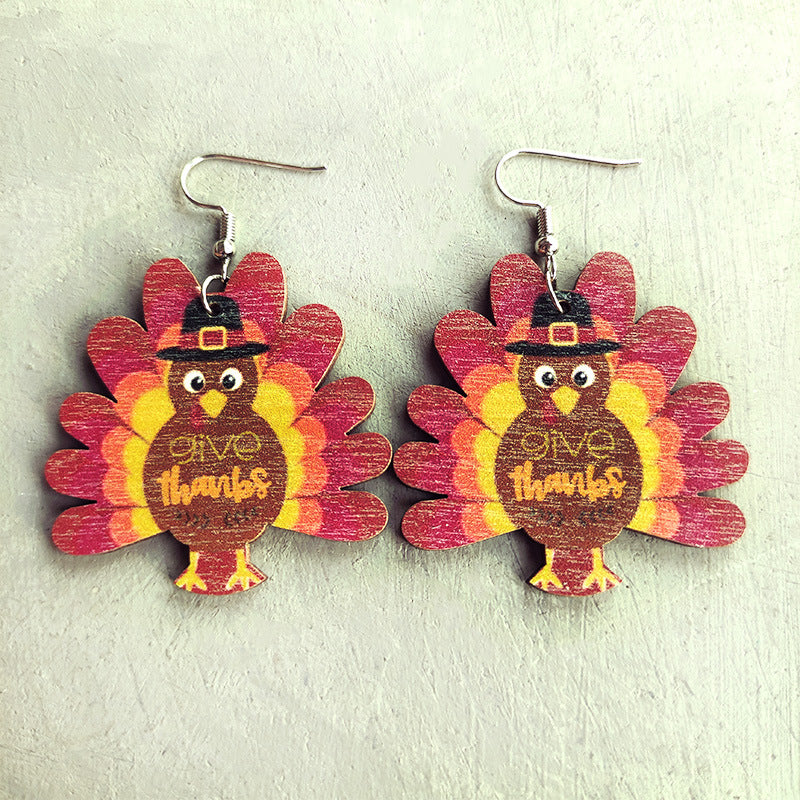 Thanksgiving Turkey Drop Earrings - Kittybear Krafts