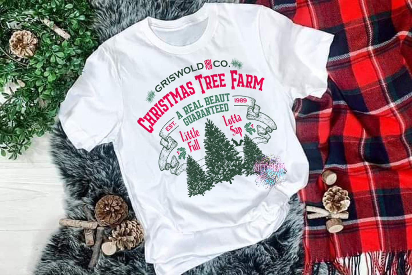 Griswold Christmas Tree Farm Christmas Graphic Tee Kittybear Krafts