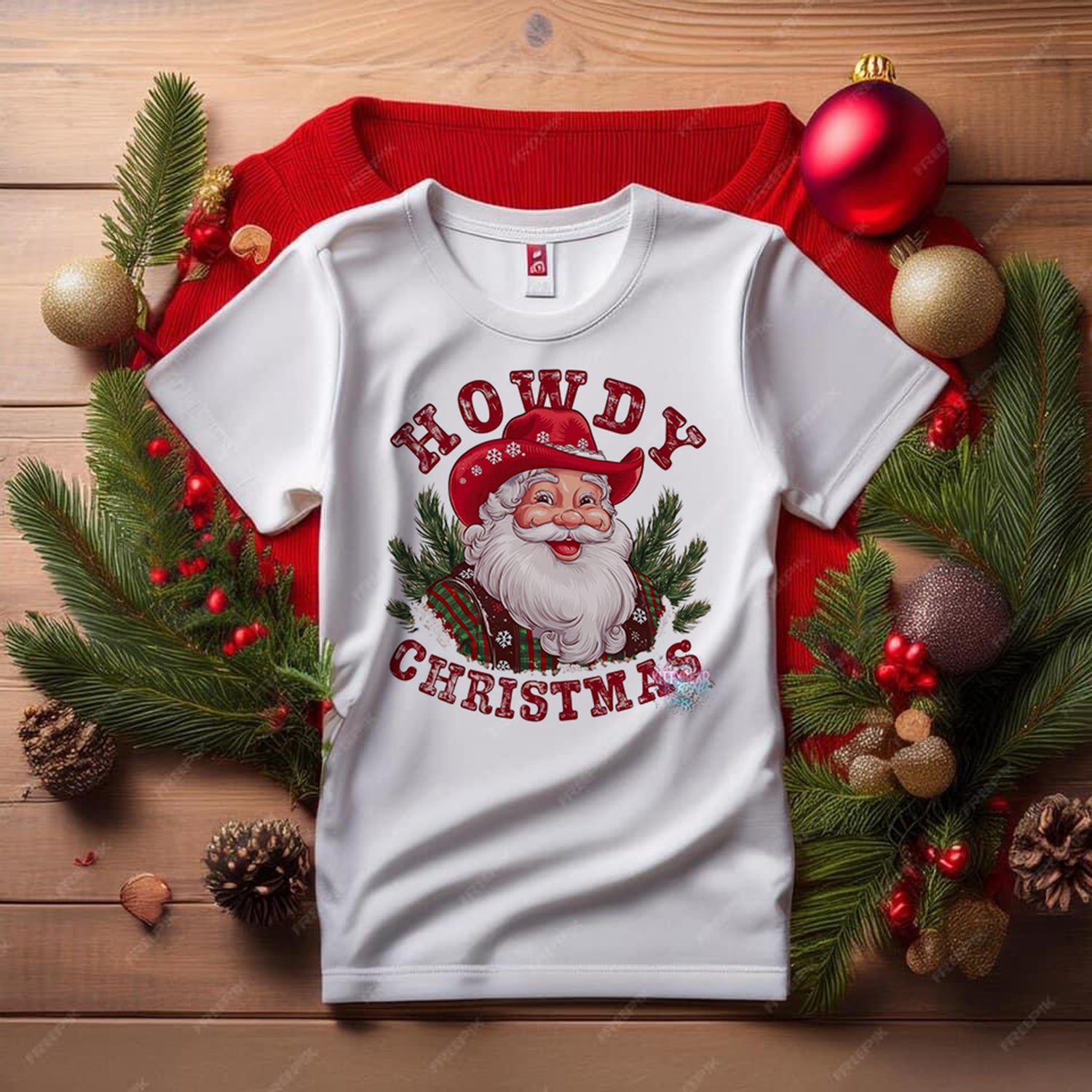 Howdy Christmas Santa Graphic Tee Kittybear Krafts