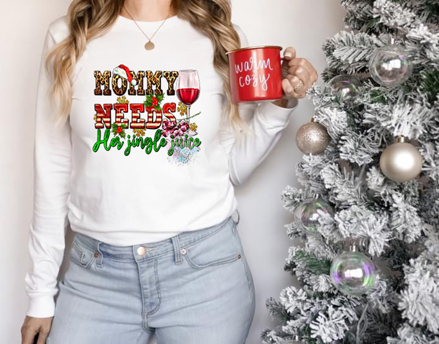 Mommy Needs Her Jingle Juice Christmas Graphic Tee Kittybear Krafts