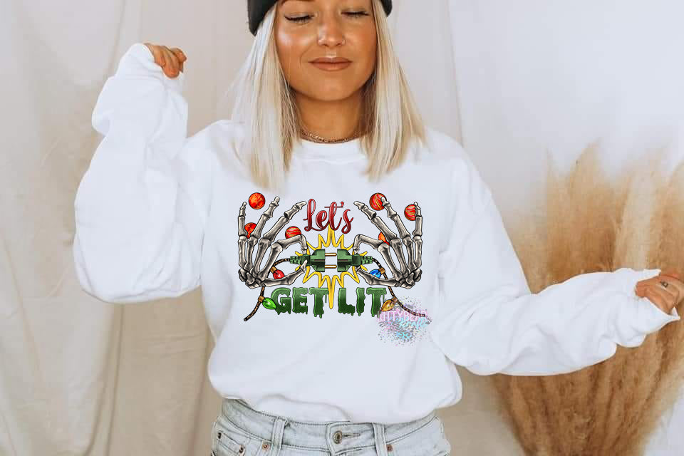 Let's Get Lit Christmas Graphic Sweater Kittybear Krafts