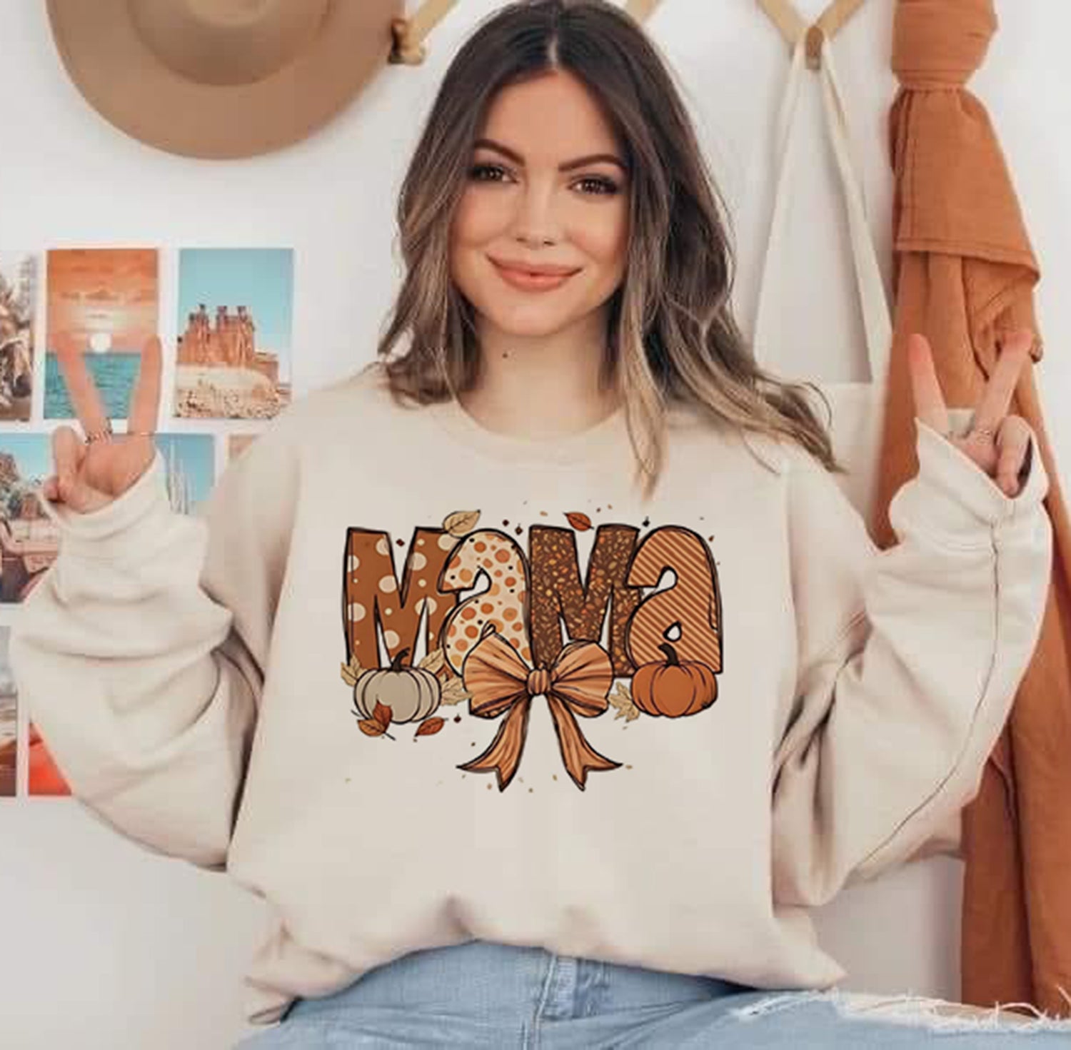 Fall Mama Graphic Crewneck Sweatshirt - Kittybear Krafts