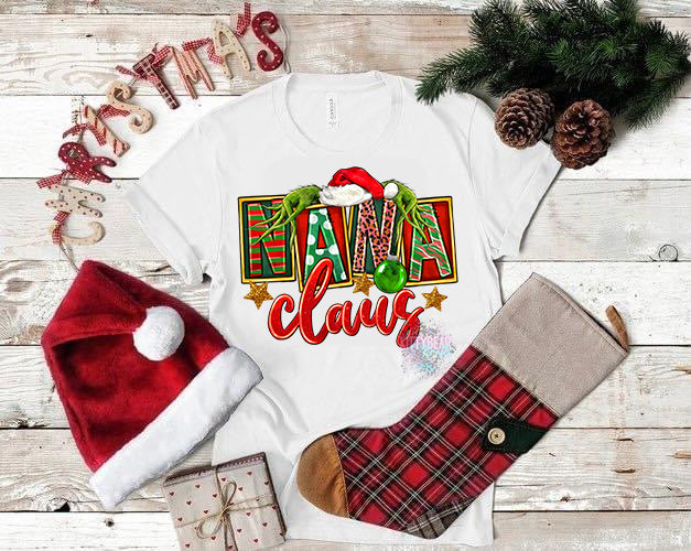 NANA Claus Matching Family Christmas Graphic Tee Kittybear Krafts