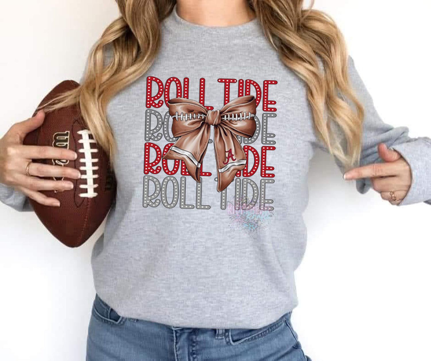 Roll Tide Football Bow Graphic Sweatshirt - Kittybear Krafts