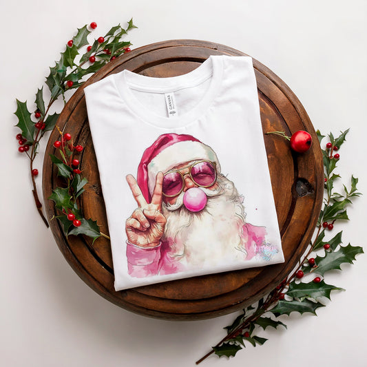 Peace Santa Bubblegum Christmas Graphic Tee/Sweater Kittybear Krafts