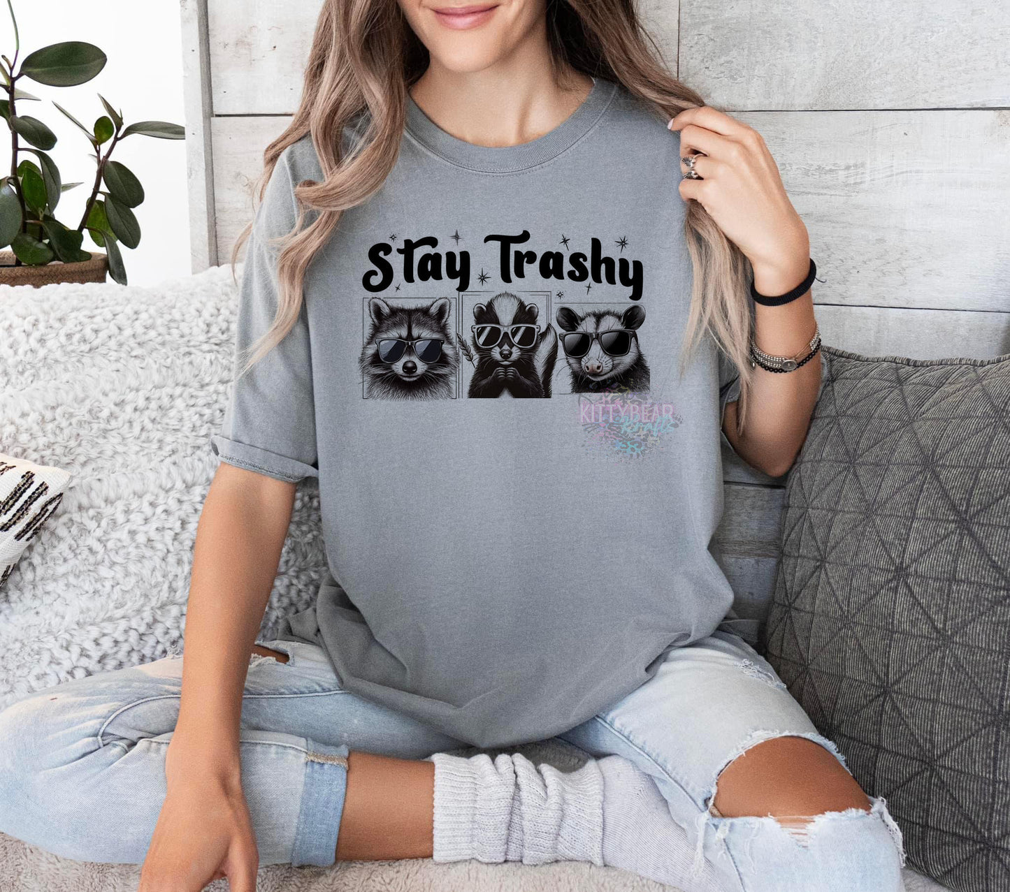 Stay Trashy Raccoon Graphic T-Shirt - Kittybear Krafts