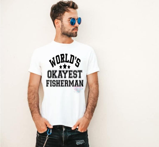 World's Okayest Fisherman Graphic Men's Tee Kittybear Krafts